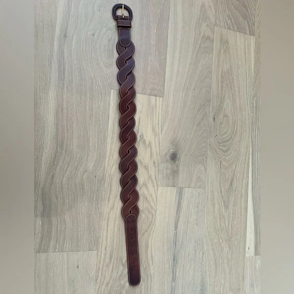 Women’s Woven Cow Hide Leather Brown Belt Roped Rodeo Western Country Concert - Picture 2 of 7